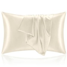 BEDELITE Satin Silk Pillowcase for Hair and Skin, Beige Pillow Cases Standard
