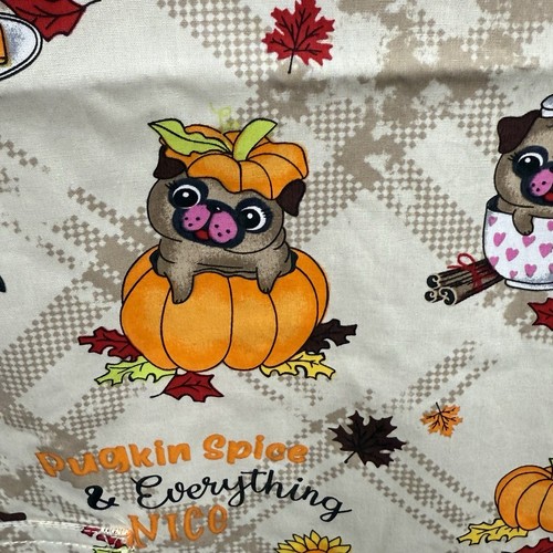 NWT Thanksgiving Scrub Top M Pugs Pumpkin Spice Scrubs Cherokee Dogs Autumn - Picture 5 of 7