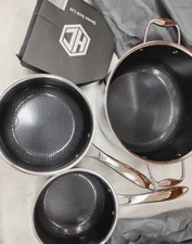 HexClad Hybrid Nonstick 6-Piece Pot Set, 2, 3, and 8-Quart Pots with Lids