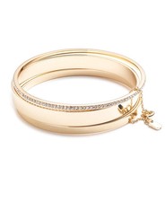 NEW LAUREN RALPH LAUREN SET OF 3 POLISHED GOLD TONE PAVE CRYSTAL BRACELET BANGLE