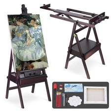 H Frame Artist Easels for Painting, Large Beech Wood Painting Easel with Stor...