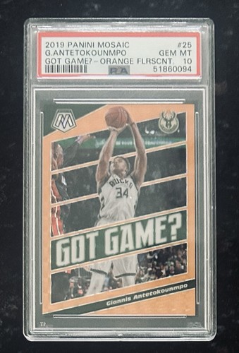 Giannis Antetokounmpo [Orange Fluorescent] #25 2019 Panini Mosaic Got Game card