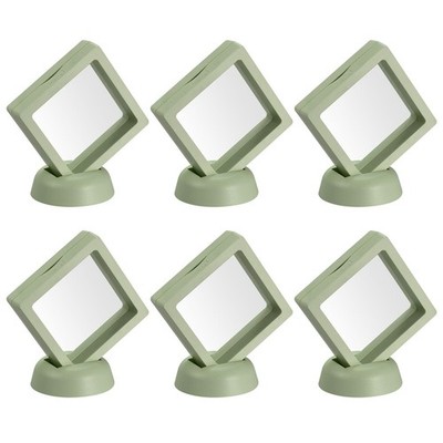 Floating Thin Film Display Box with Base 7cm x 7cm x 2cm Green Pack of 6