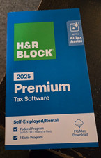 NEW H R Block Tax Software Premium Self Employed 2025 PC/ MAC Product Key Card