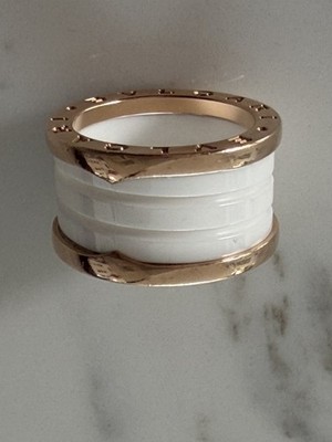 Bvlgari B.Zero1 Four Band 18kt Roségold und weiße Keramik Größe 52