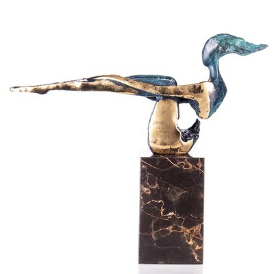 Bronze Sculpture of a Female with green patina on a marble base after Nick
