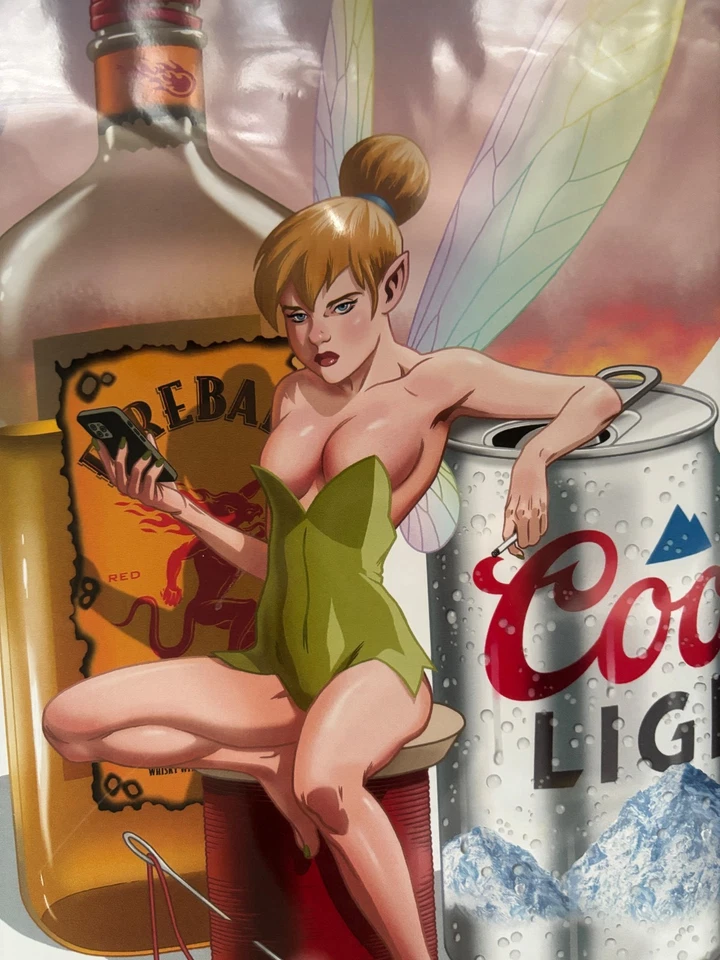Tinker Bell's Day Off Firmado Artista Impresión 11x14 Disney Parodia Adulto Foto 2 de 4