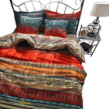 Bohemia Exotic Striped Bedding Sets King Size 4 Pieces, Brushed Cotton Boho D...