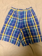 Vintage Pendleton Petite Women s Shorts Plaid Blue Yellow Made In USA Size 6 US