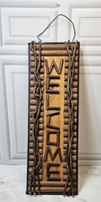 Rustic Wooden Welcome Sign With 3D Letters And Branch Trim About 18.5" X 6.25"