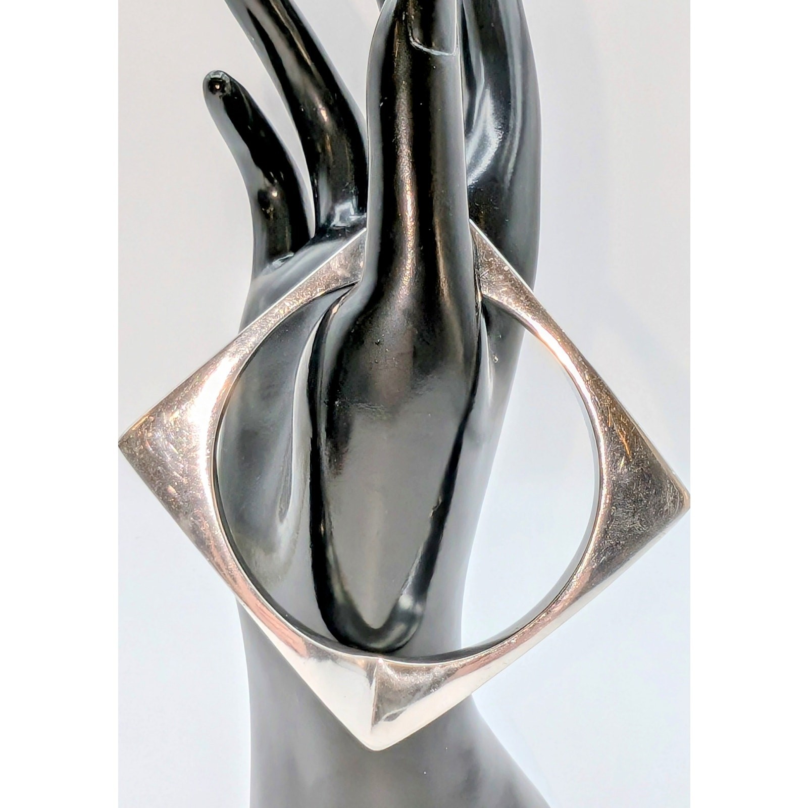 VTG Unsigned Tested Sterling Silver Square Art De… - image 1