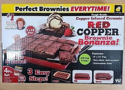 As Seen On TV Red Copper Brownie Bonanza Copper Infused Non Stick Pan