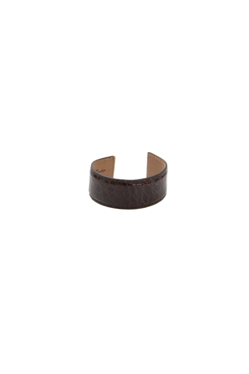 Tardini Unisex Adults American Alligator Round Rigid Bracelet Brown Size OSFree Shipping in US $100+ Orders | $6.95 Orders Below