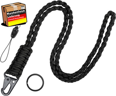 Robustes Paracord Schlüsselband mit Karabiner für Outdoor, Camping & Alltag