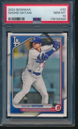 PSA 10 SHOHEI OHTANI 2024 Bowman Paper #33 LA DODGERS MVP GEM MINT