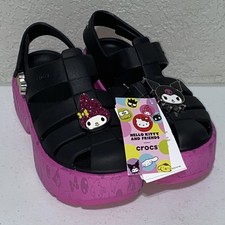 Crocs X Hello Kitty Kuromi My Melody Stomp Sandal Shoes Womens Size 6 Black Pink