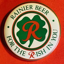 Vintage Rainier Beer For the R-Ish in You Pinback Button 1980's Promotional Pin