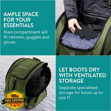 Navaris Ski Boot Bag Padded Welly Backpack Water-Resistant Hiking Gear