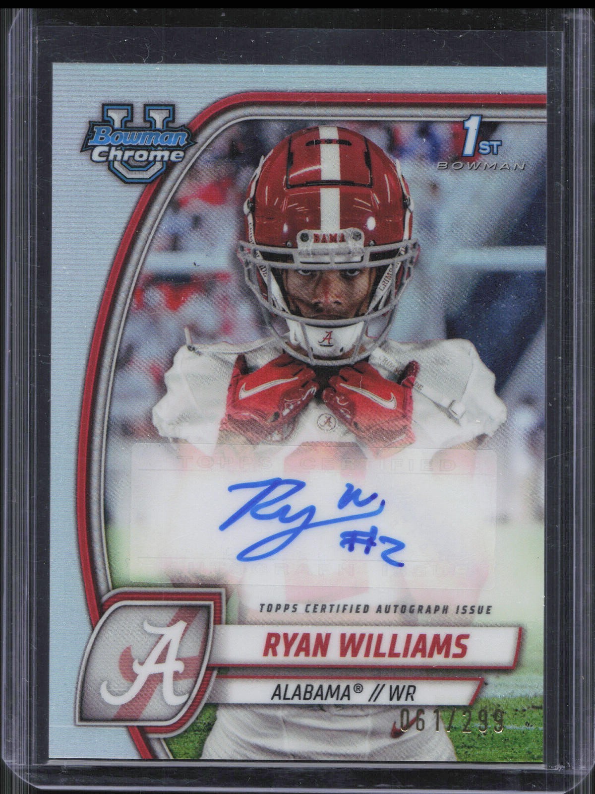 2024 Bowman Chrome U Ryan Williams 1st Rookie Refractor Auto /299 Alabama