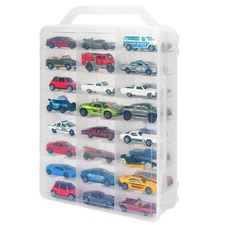 Double Sided Storage Case for 48 Toy Cars, Matchbox Cars, Portable Transparen...