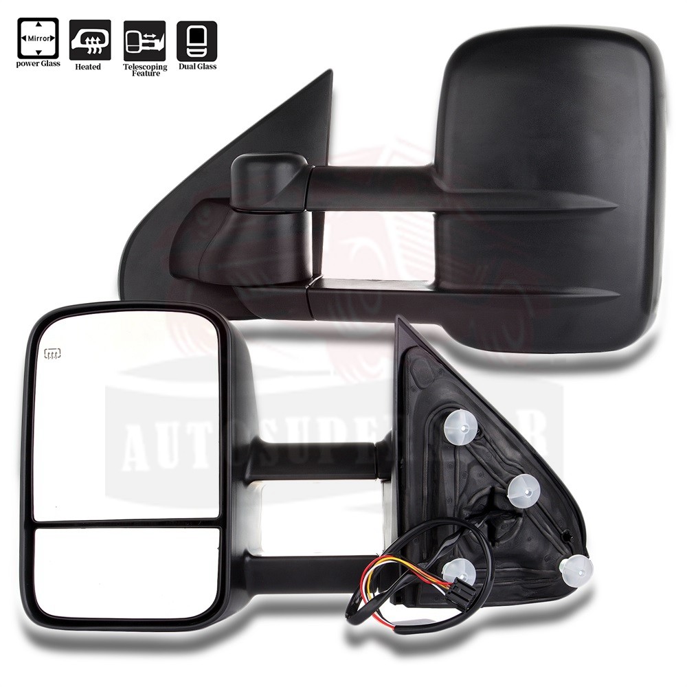 Pair Power Heated Tow Side View Mirrors For Chevy Silverado & GMC Sierra