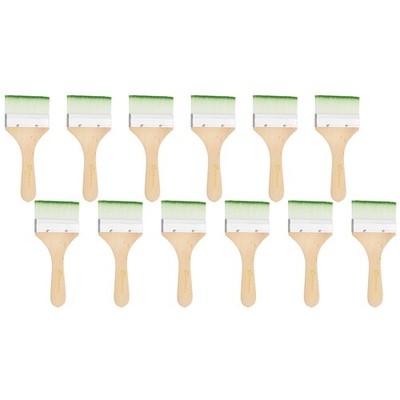 12 Pcs Paint Brush Set, 7 in Nylon Bristle Flat Brushes, #12 Green/White