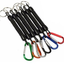 6PCS Spring Coil Keychain Set with Carabiner  Extendable Anti-Lost Strap-NEW