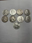 Lot of 9 Franklin Half Dollars 1950-1963