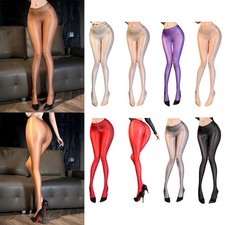 US Women Stockings Sheer Tights Gradient Color Ultra-thin Oil Shimmery Pantyhose