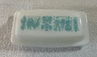 Vintage Pyrex Amish Butterprint Butter Dish (Tray & Cover ) Turquoise Milk Glass