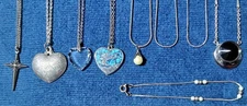 Vintage Estate Silver Tone Necklace Lot Heart Coventry Kirk Stieff Pewter