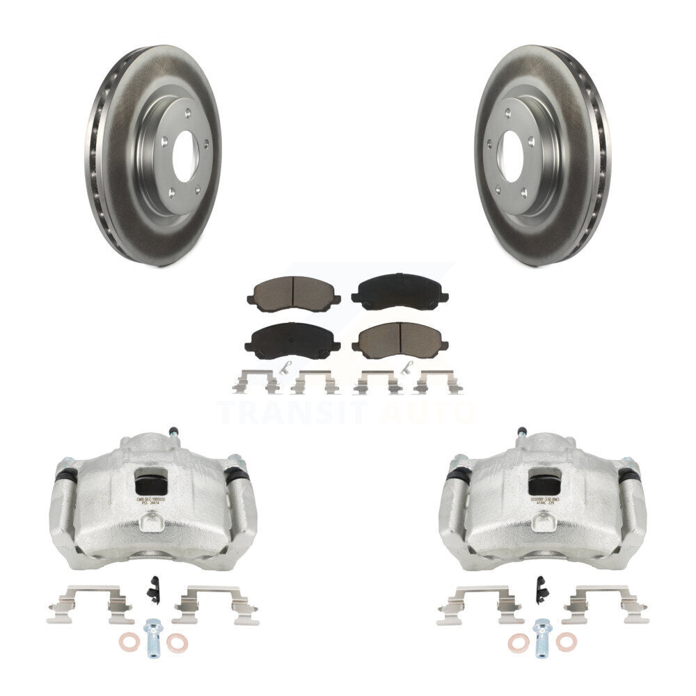 Jeep Patriot Dodge Caliper Coated Rotors Ceramic Front Brake Pad Kit
