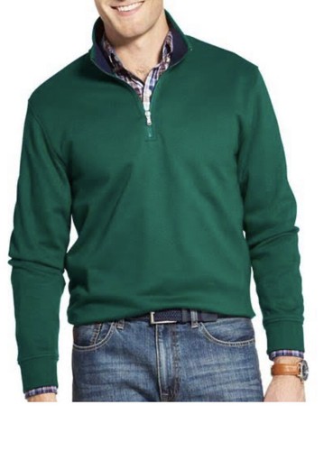 Quarter Zip Fleece Pullover, GREEN 