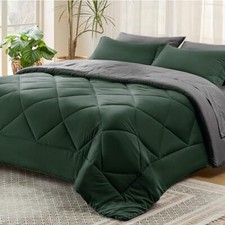 Forest Green Size Comforter Set - 7 Pieces Reversible Full 05 - Forest Green