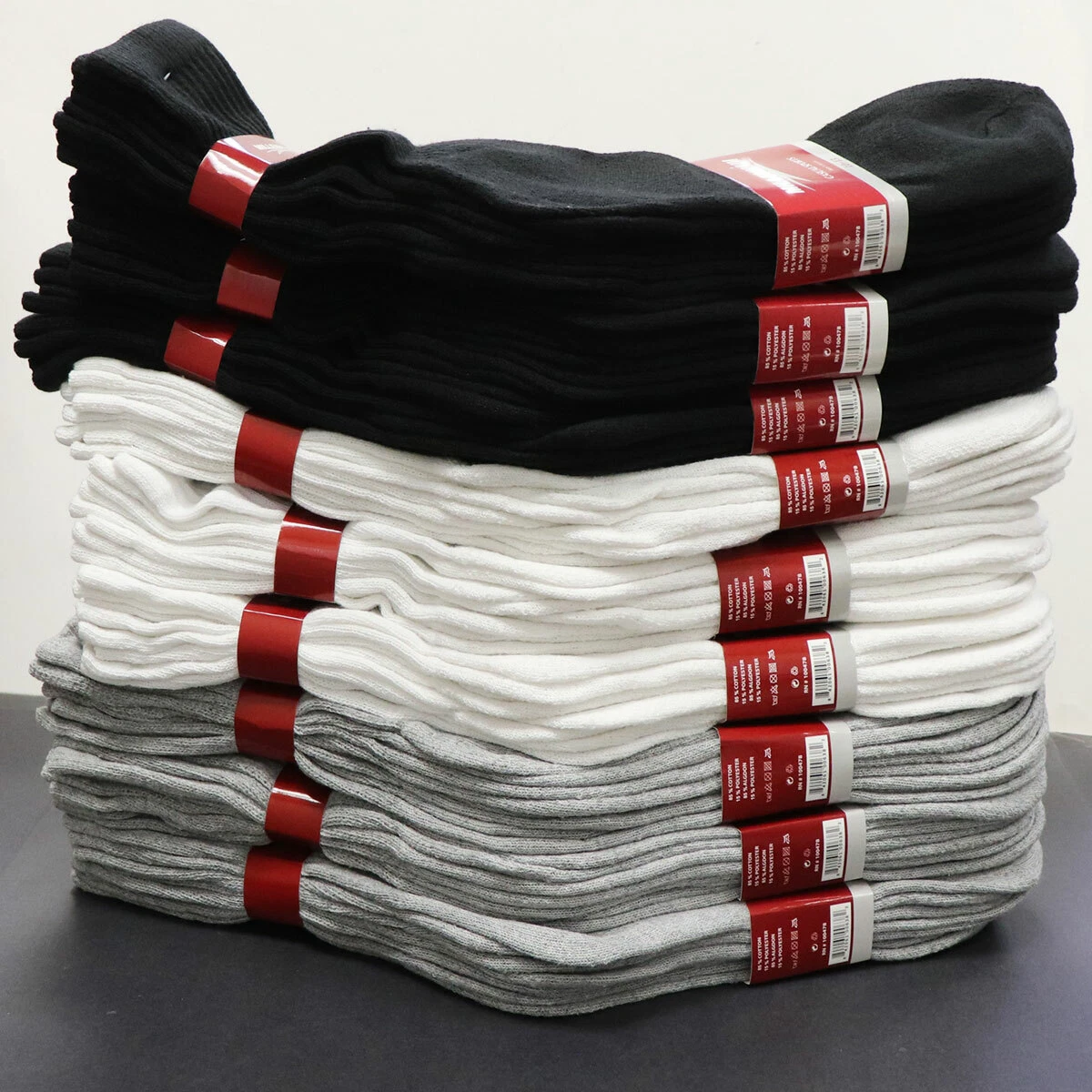 12 Pairs Men's Crew Socks Sports Running Walking Casual Cotton Breathable 9-13