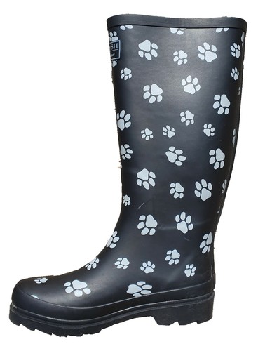 Mujer Botas de Agua Perro Caminando Estampado Huellas Hebilla Ajustable Lluvia - Imagen 12 de 15