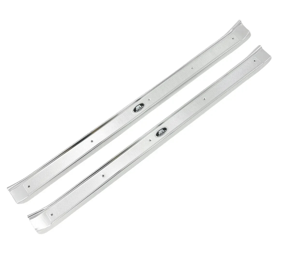 Polished Aluminum Sill Scuff Plates For 1965-1970 Chevy Impala 2-Door W/ Fisher Tags