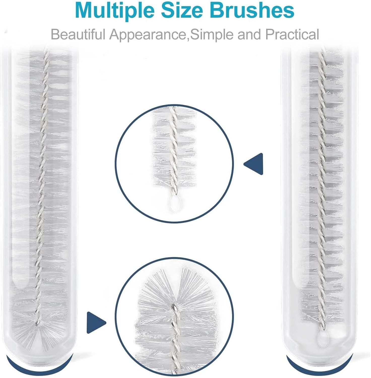 10Pcs Nylon Straw Brush Cleaner Bottle Tube Pipe Small Long Cleaning Set 8inch