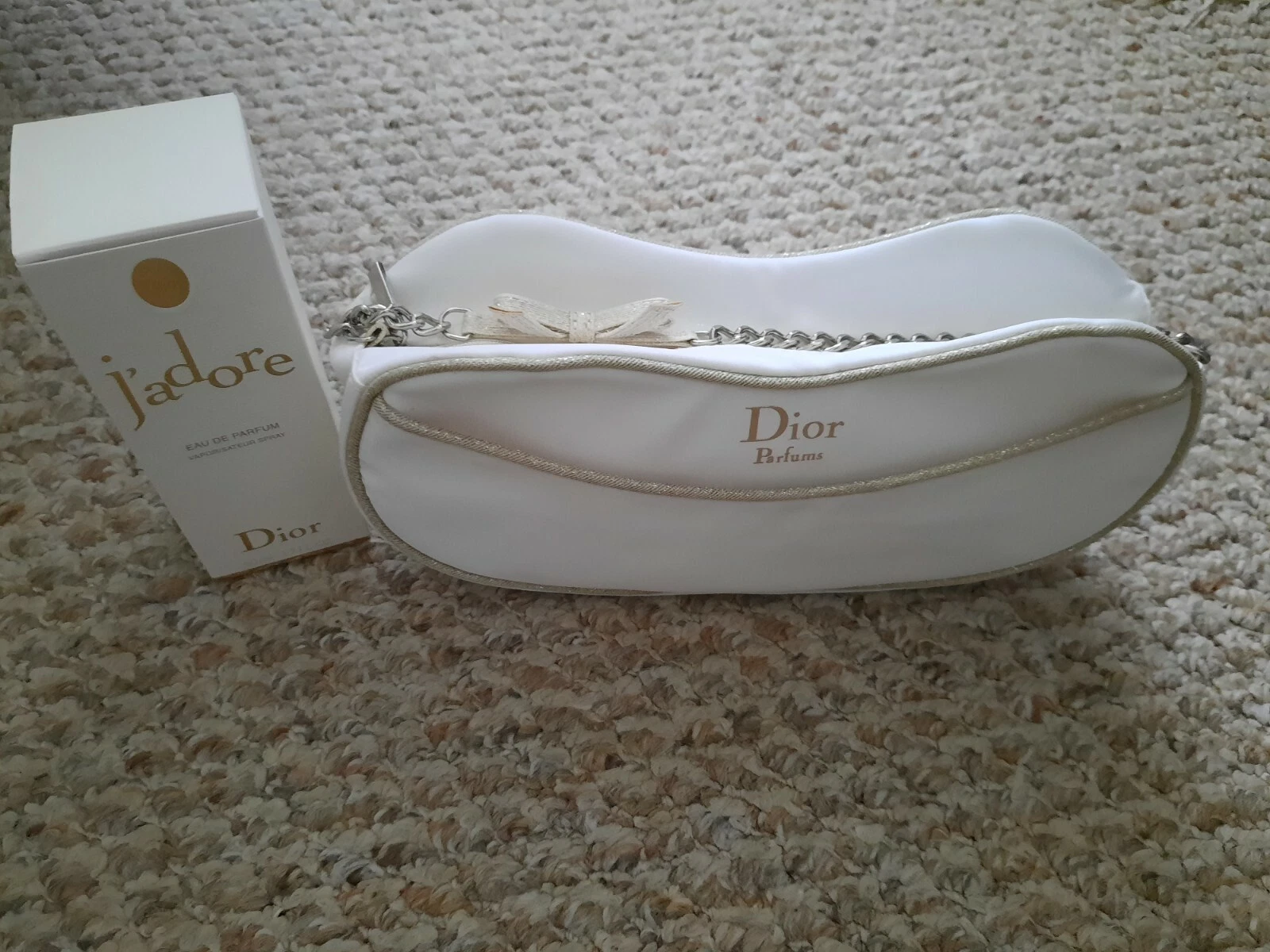 Sac cosmétique de voyage blanc parfums Christian Dior J'adore Dior neuf avec étiquette + boîte vide
