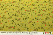 P B TEXTILES - ARABELLA FLORAL PAISLEY-GREEN BY PAT SLOAN-- 2/3 YARD