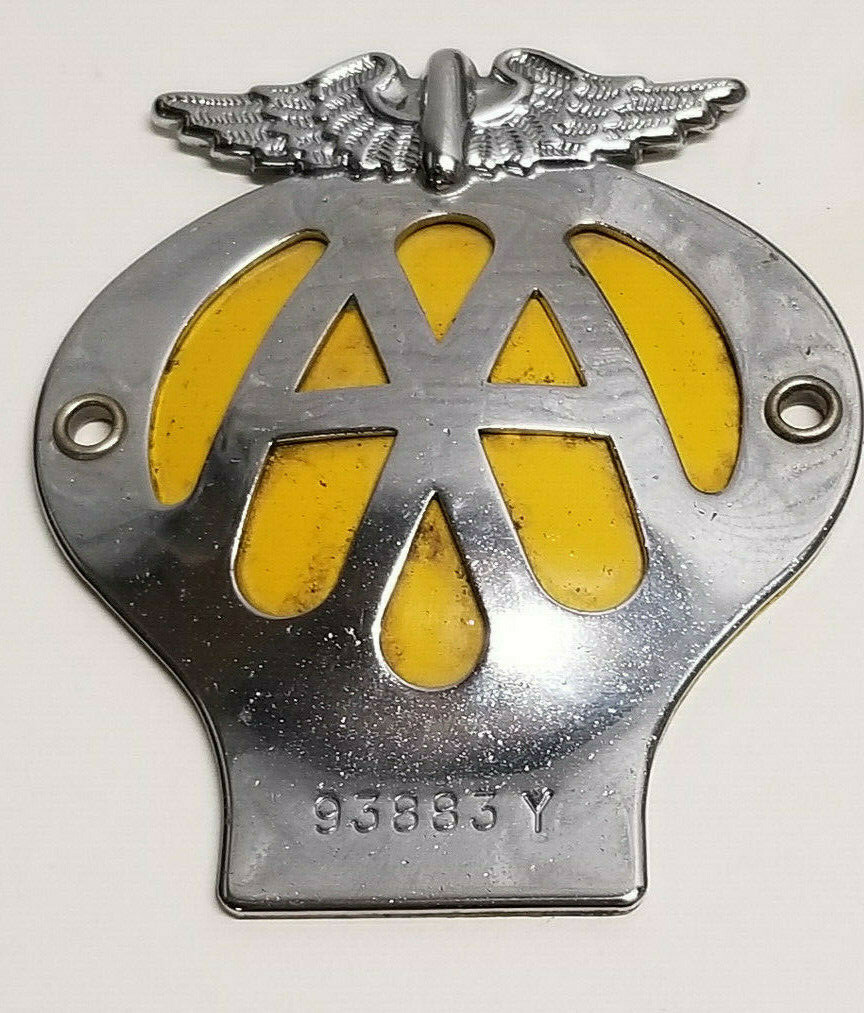 AUTOMOBILE ASSOCIATION (AA) CAR BADGE, BRITISH, NUMBERED 