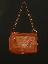 Sabina New York Tan Leather W/chain/leather Strap Small Shoulder Bag Euc