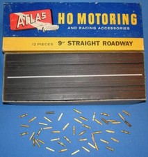 ATLAS HO SCALE MOTORING SLOT CAR RACING ROADWAY 9" STRAIGHT TRACK 1221  JOINERS