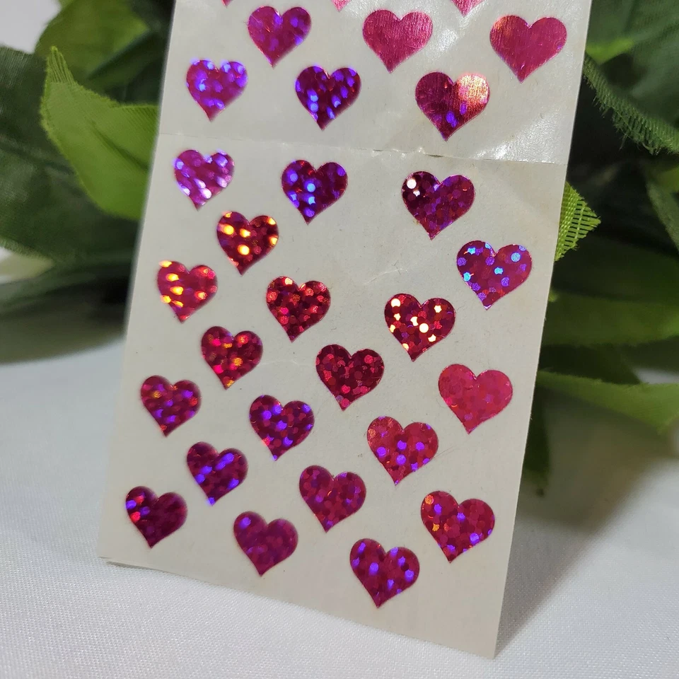 Adesivo Sandylion Vintage Prismático Rosa Corações Vermelhos Brilham Costas Antigas - Imagem 2 de 4