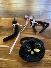 Set of Kitty Accessories Costume w/Crochet Bucket Halloween Party 149
