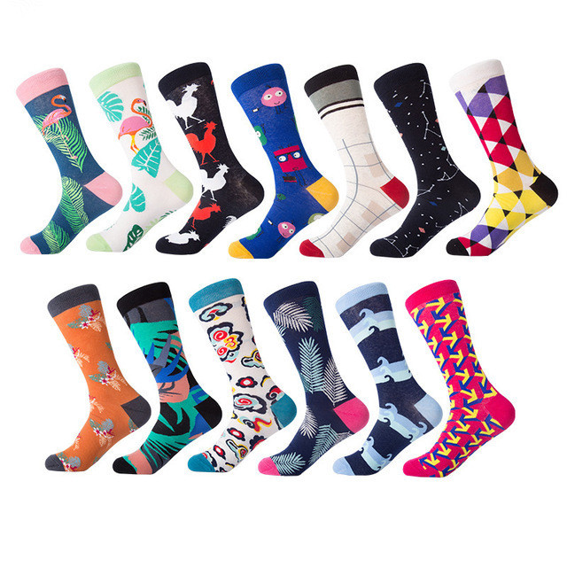 Mans Combed Cotton Colorful Funny Novelty Casual Dress Socks Wedding Groomsman