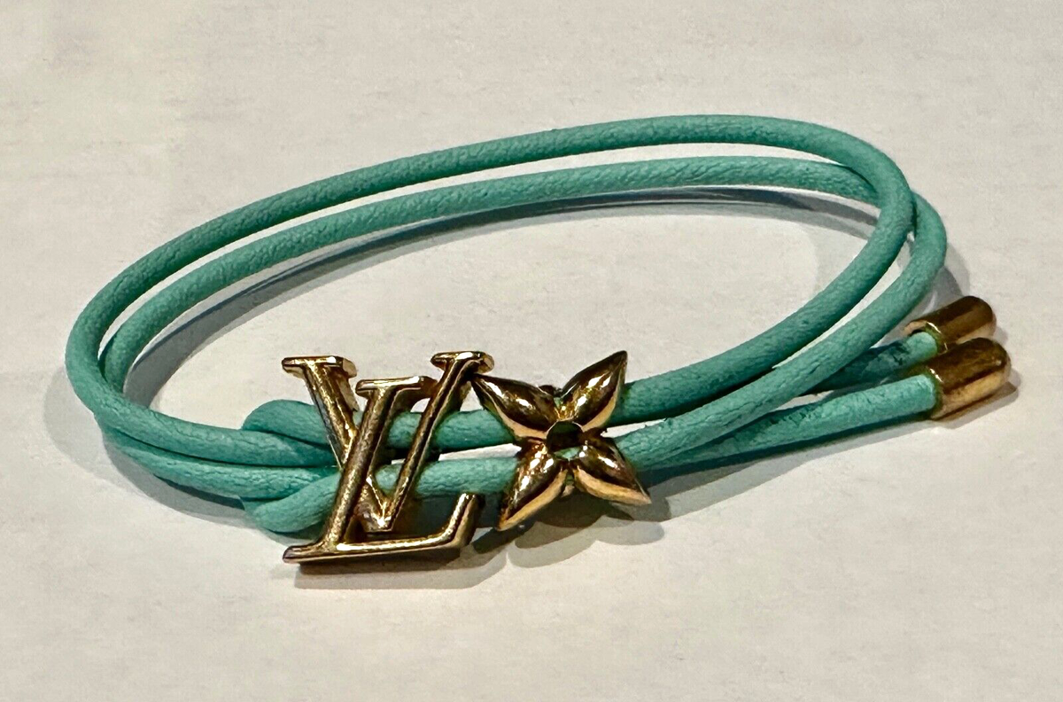 Auth LOUIS VUITTON LV Bloom - Bracelet Leather Hardware Blue