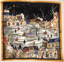 Silk Scarf Winter City Winter Night View Square