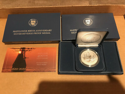 2020 Mayflower 400th Anniversary Silver Reverse Proof Medal 20XD