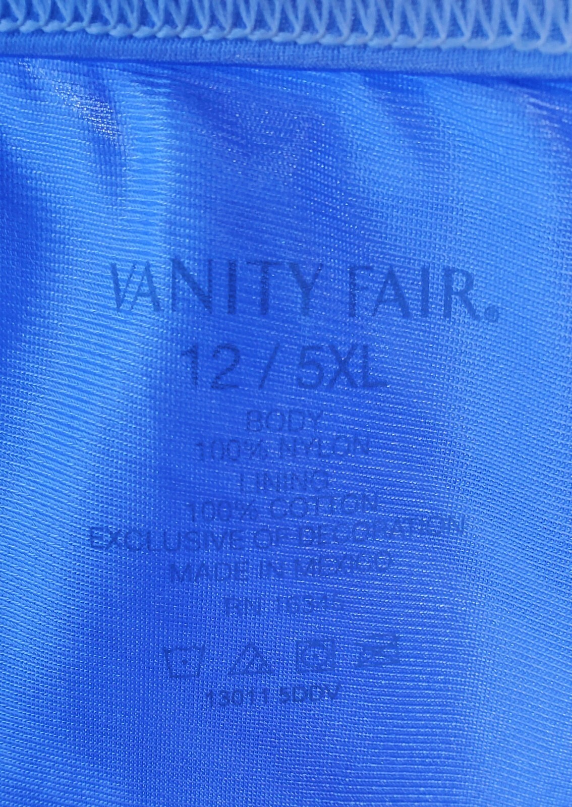 Vanity Fair LACE Nouveau Sissy Panty Slippery Nylon 12/5XL BLUE Eyes